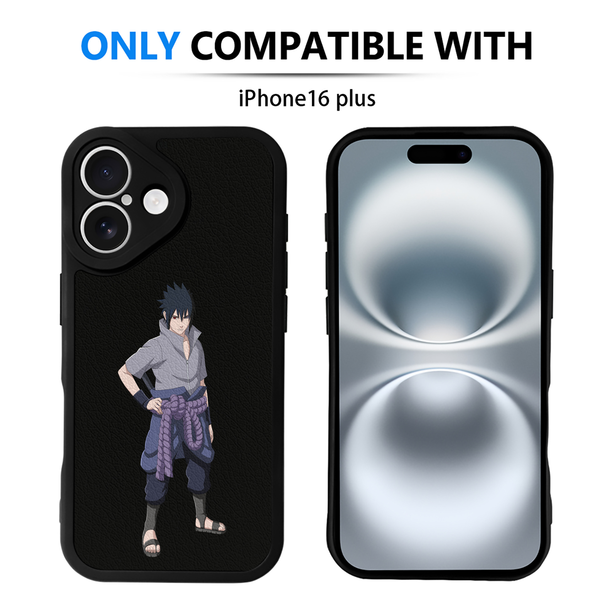 （画像用） NARUTO -ナルト- うちは サスケ Uchiha Sasuke 【iPhone 16シリーズ対応】シリコンスマホケース（レザー調） 材質：シリコン